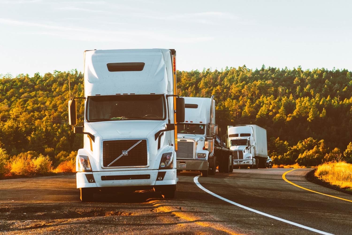 American semi trucks on a road